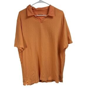 Untuckit Men's XL Polo Shirt Short Sleeve Orange Yellow Striped Cotton